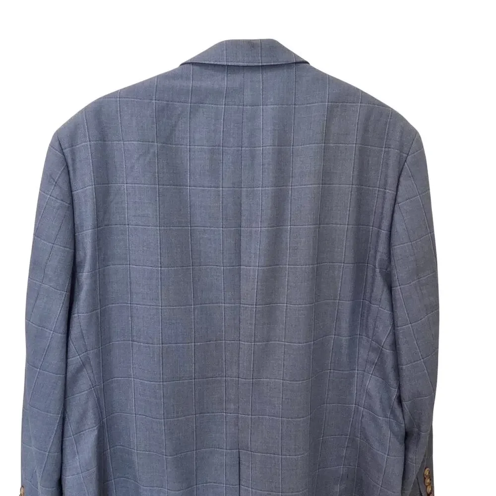 Men's Two Button Windowpane Plaid Suit Coat, Laruen,  Ralph Lauren, Size 44R